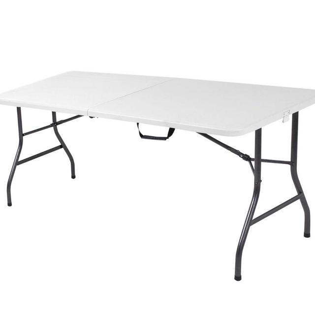 CoscoProducts Fold-in-Half Banquet Table w/Handle, 6 ft, White