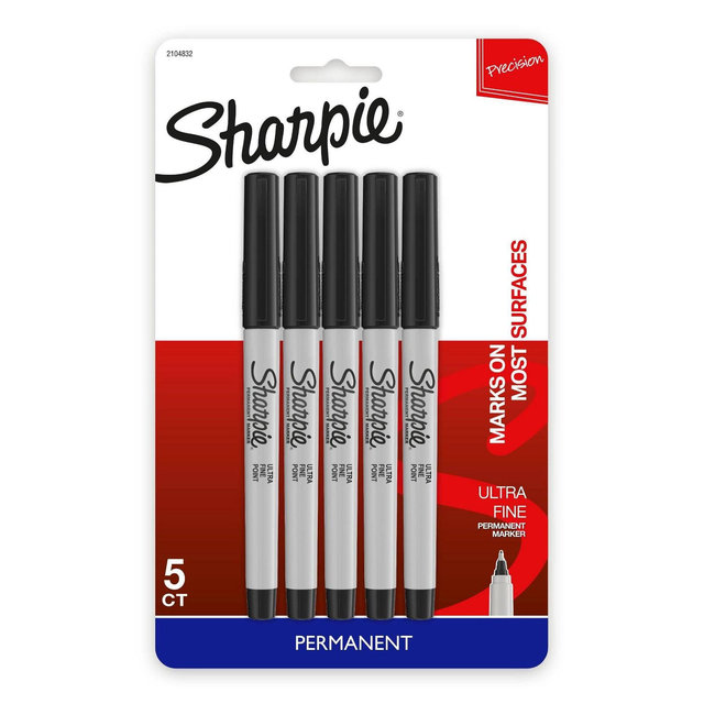 Sharpie 5ct Permanent Markers Ultra Fine Black