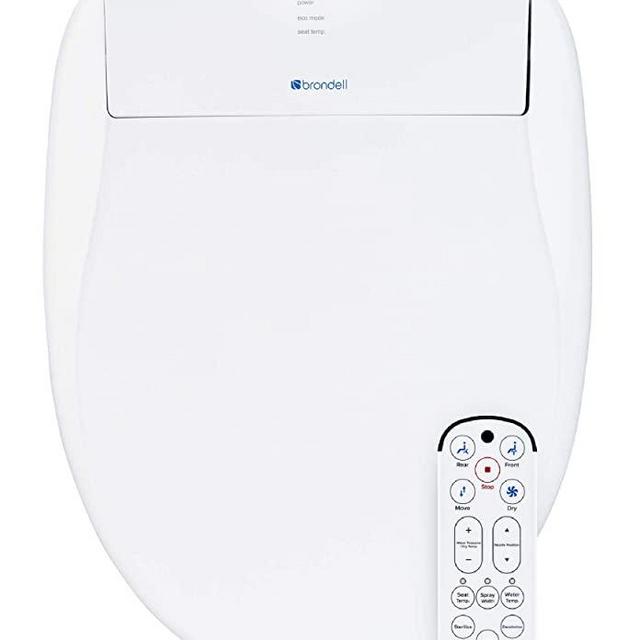 Brondell Swash 1400 Luxury Bidet Toilet Seat, Fits Elongated Toilets, White – Bidet – Dual Stainless-Steel Nozzles with Sterilization, Warm Air Dryer, Ambient Nightlight