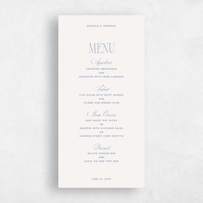 Light Oatmeal, Beige Wedding Menu - Solange