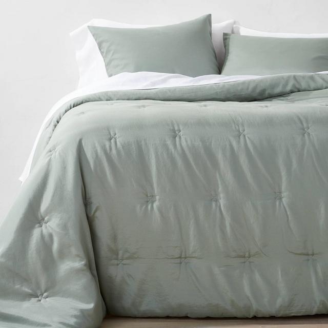 3pc King/California King Lyocell Cotton Blend Comforter & Sham Set Sage Green - Casaluna™