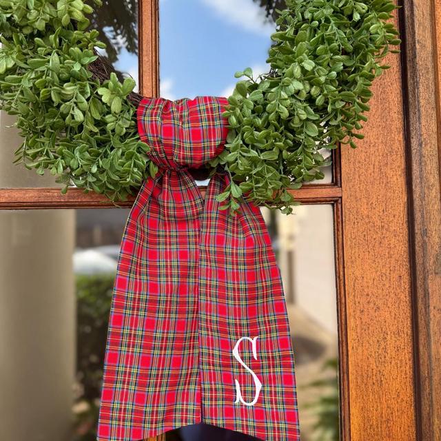 Christmas Wreath Sash with Optional Embroidered Initial