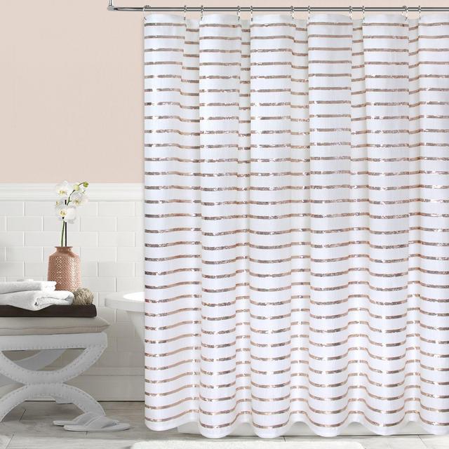 Colordrift Sequin Stripe 72-Inch x 72-Inch Shower Curtain in Gold