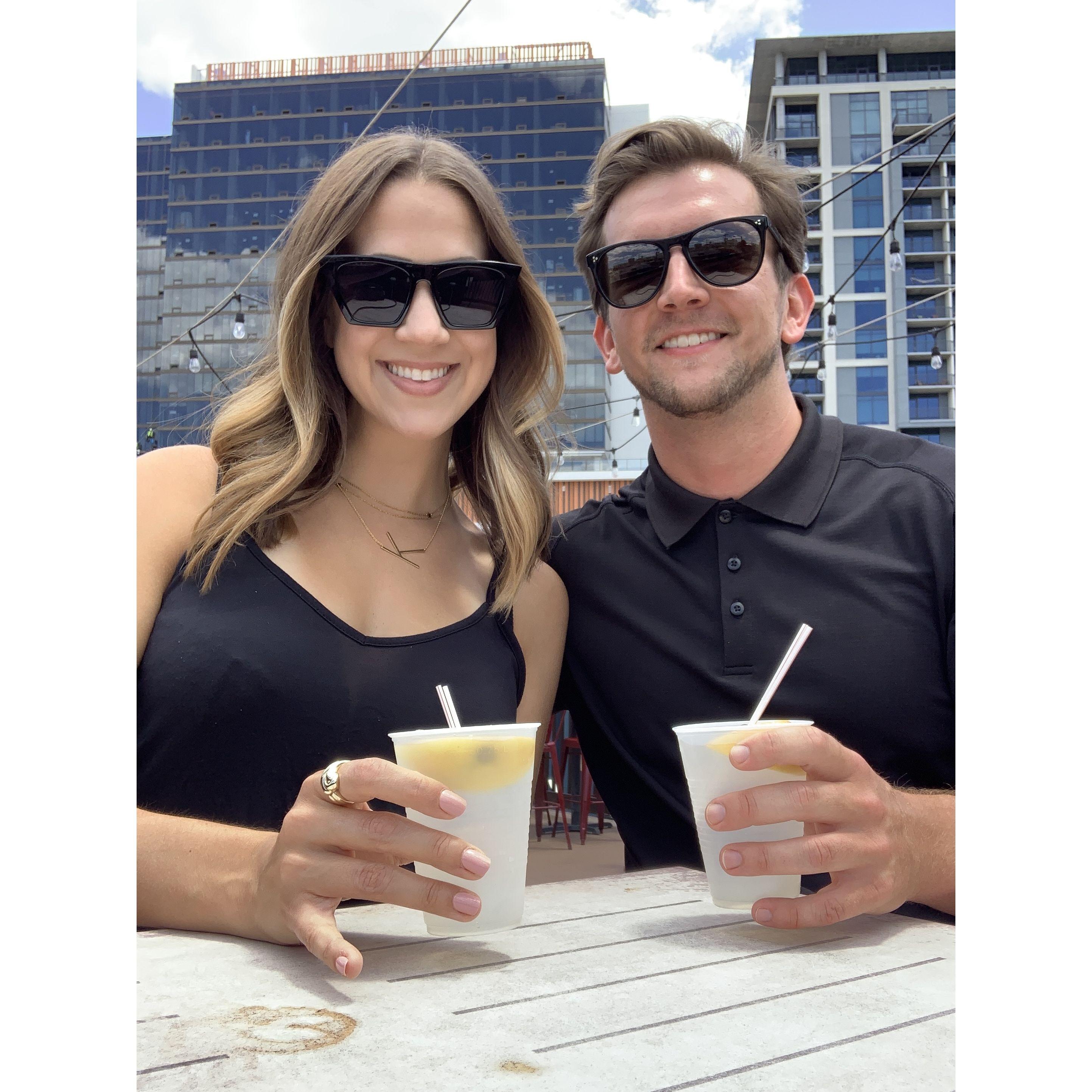 June 2020: Our first "I love you's" were exchanged shortly after this photo was taken on a rooftop in Nashville.