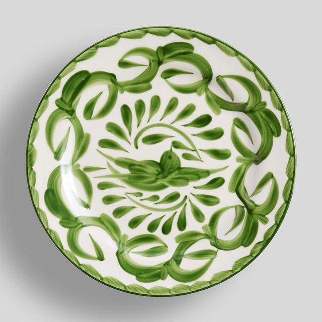 Puebla Stoneware Salad Plates, Set of 4 - Green/White