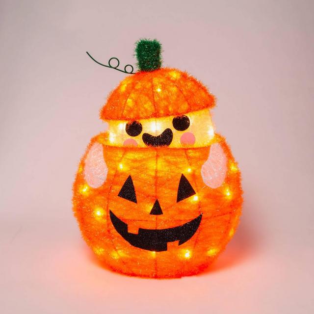 Moving Tinsel Ghost in Pumpkin Incandescent Halloween Lighted Decor - Hyde & EEK! Boutique™