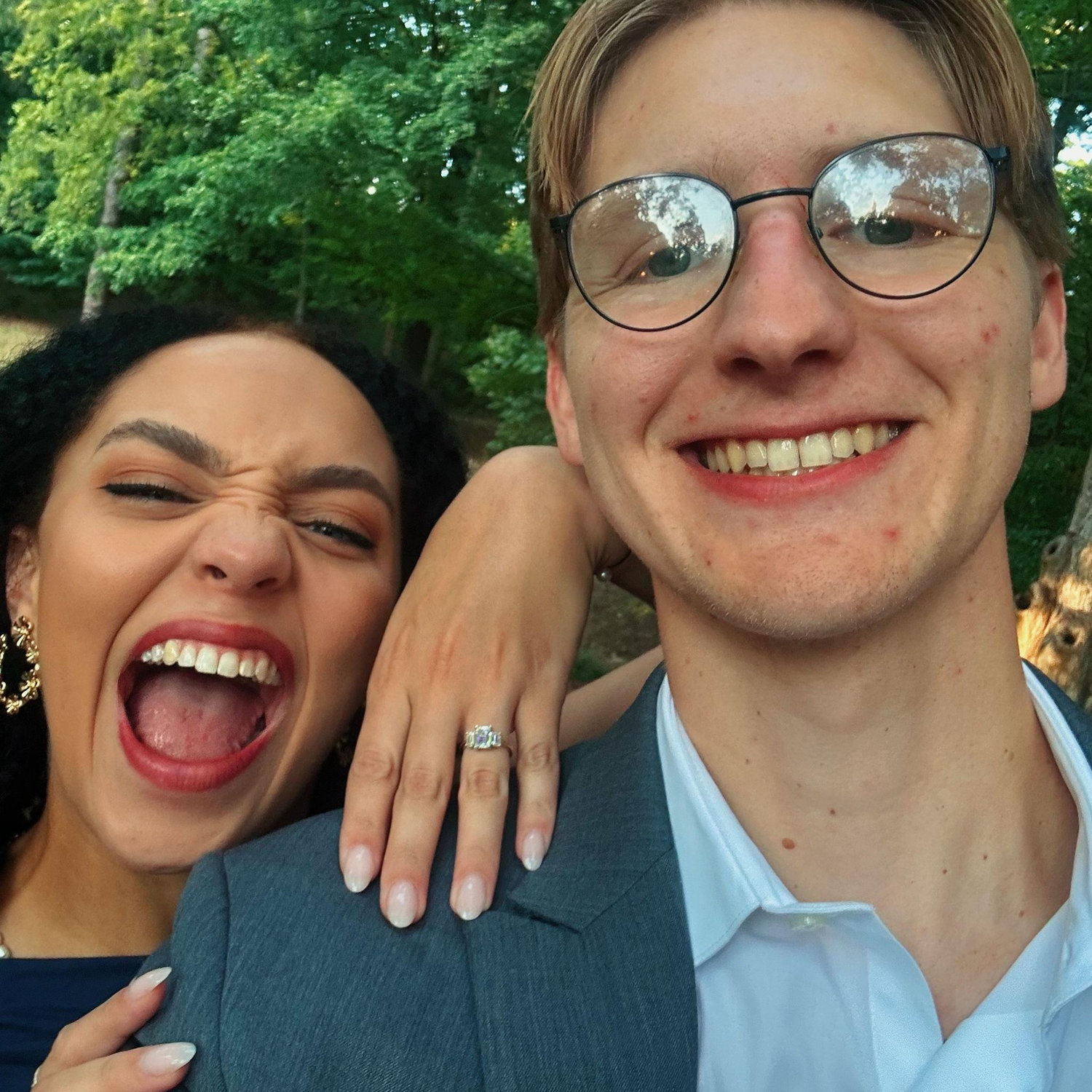 first picture we took after getting engaged !