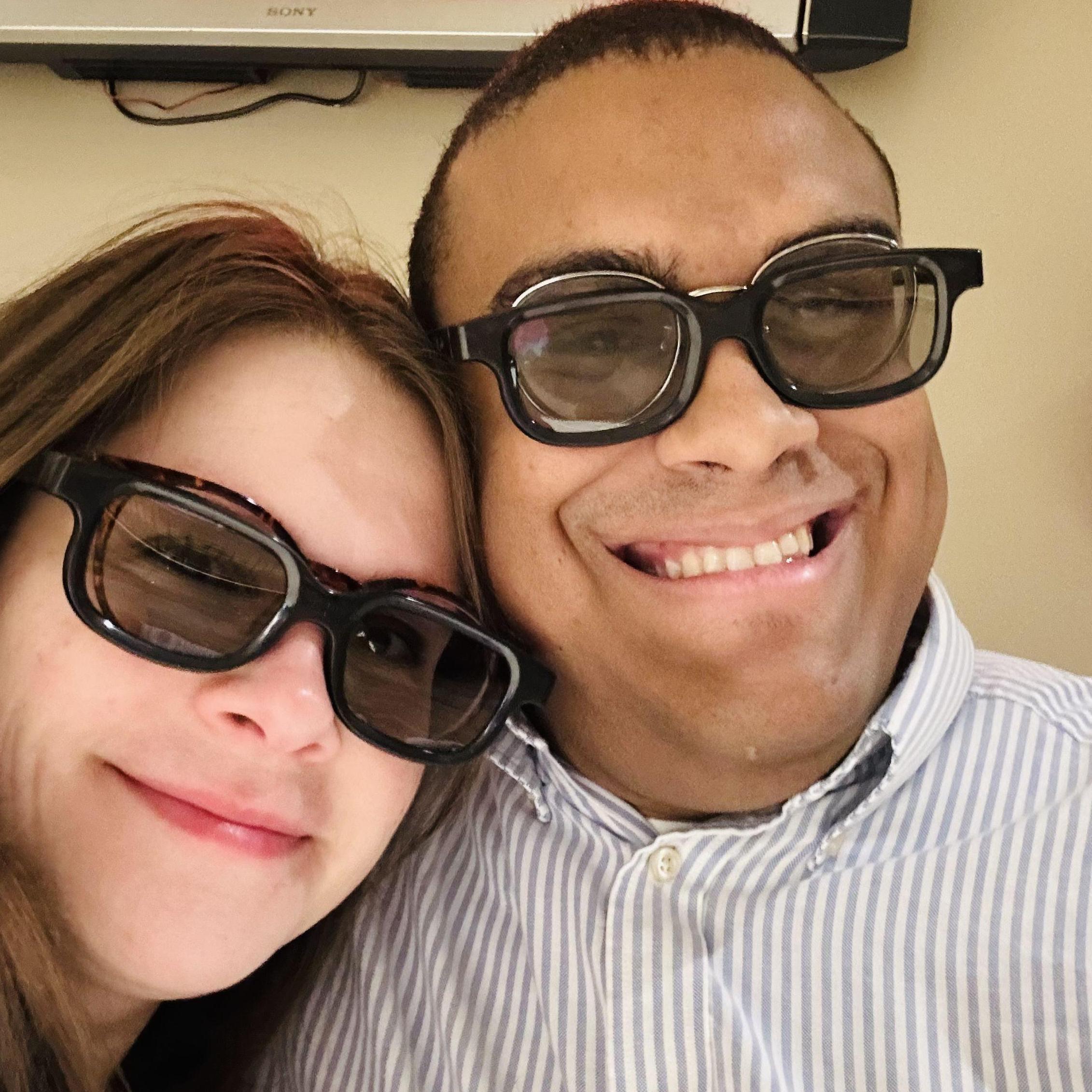 Obligatory 3D movie photo (When you both have poor vision and wear your real glasses under the 3D glasses.)