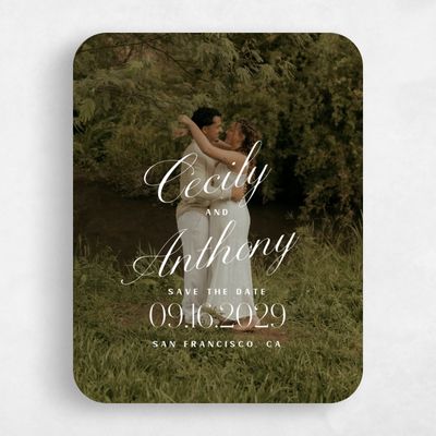 White Rounded Wedding Save the Date - Connell Photo