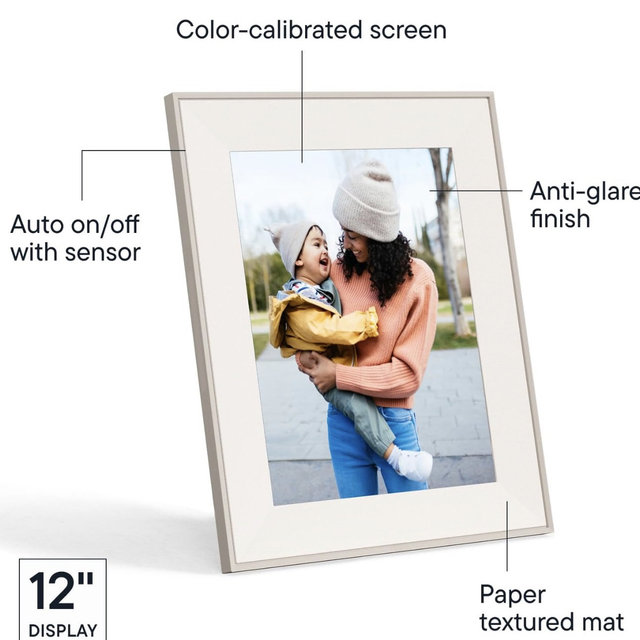 Aura Aspen 12" Digital Picture Frame | Wirecutter's Best Digital Frame for Gifting | Send Photos Directly to Your Frame from Anywhere | Quick & Easy Setup Over WiFi | Free, Unlimited Storage - White