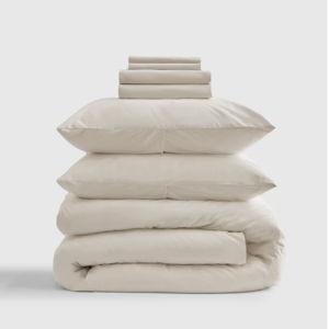 Classic Organic Percale Deluxe Bedding Bundle Sand - Queen
