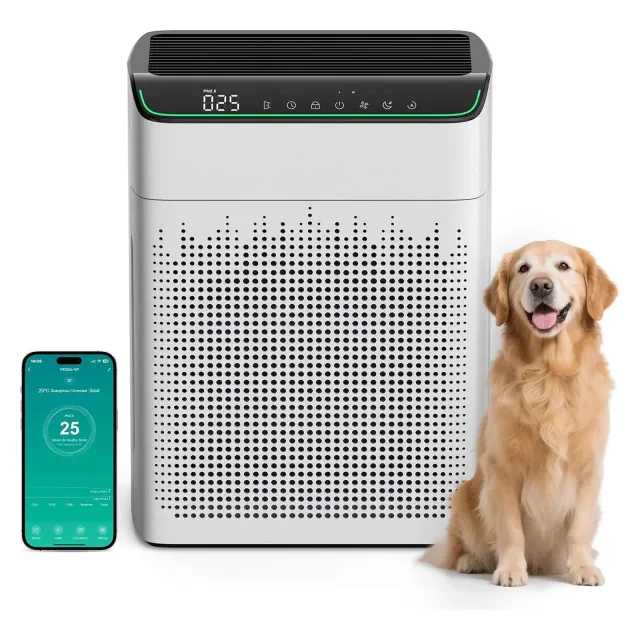 HEATDAZ Smart HEPA Air Purifier for Home Up to 1290 Sqft with PM 2.5 Display Air Quality Monitor White