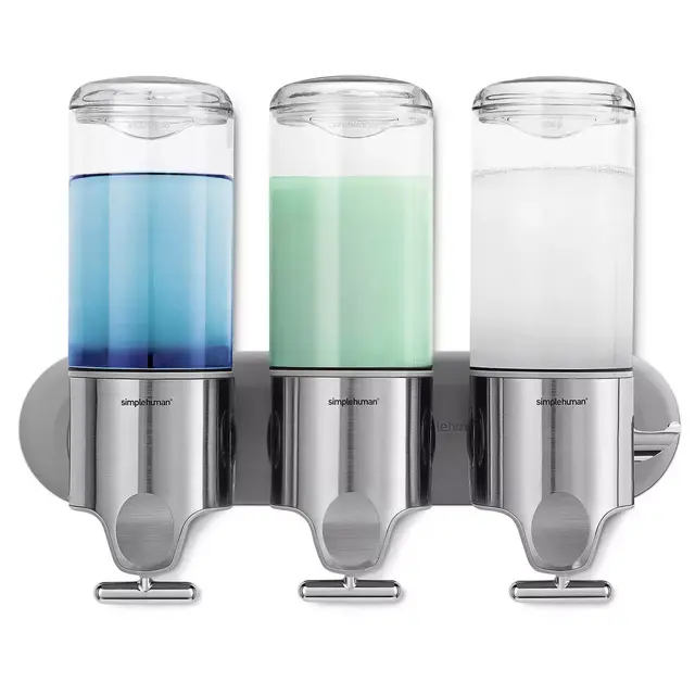 simplehuman® Wall-Mount Triple Soap Dispenser Pumps in Chrome