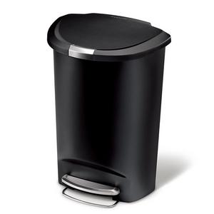 simplehuman 50 Liter / 13 Gallon Semi-Round Kitchen Step Trash Can, Black Plastic With Secure Slide Lock