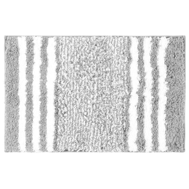 Unique Bargains Non-Slip Extra Soft and Absorbent Fluffy Striped Microfiber Bathroom Floor Mat Bath Rugs Grey 20" x 32"