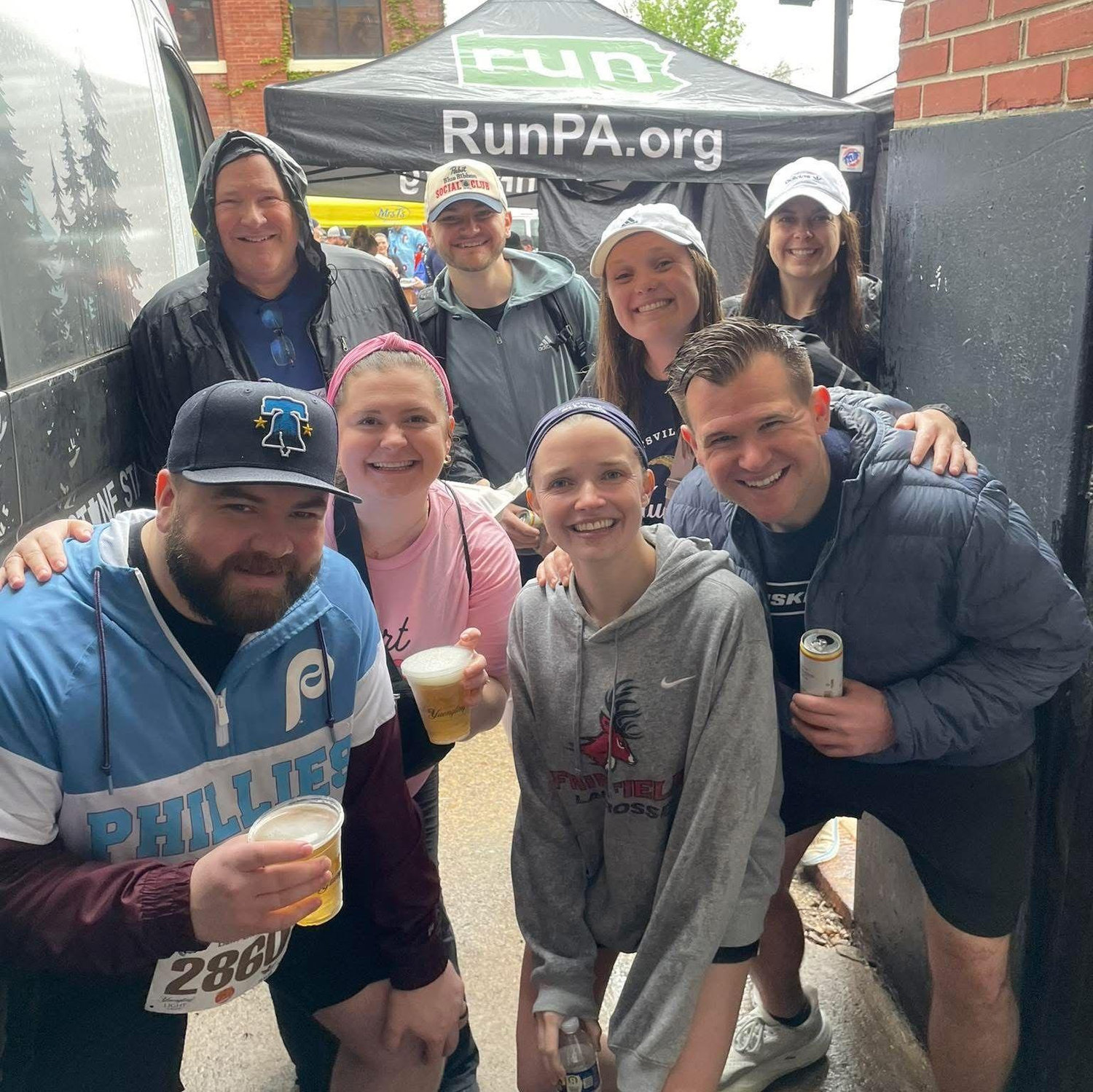 A quick 5K in the rain to celebrate our engagement! This race was the reason Erin thought there was "no way" we were getting engaged on 4/25/25.