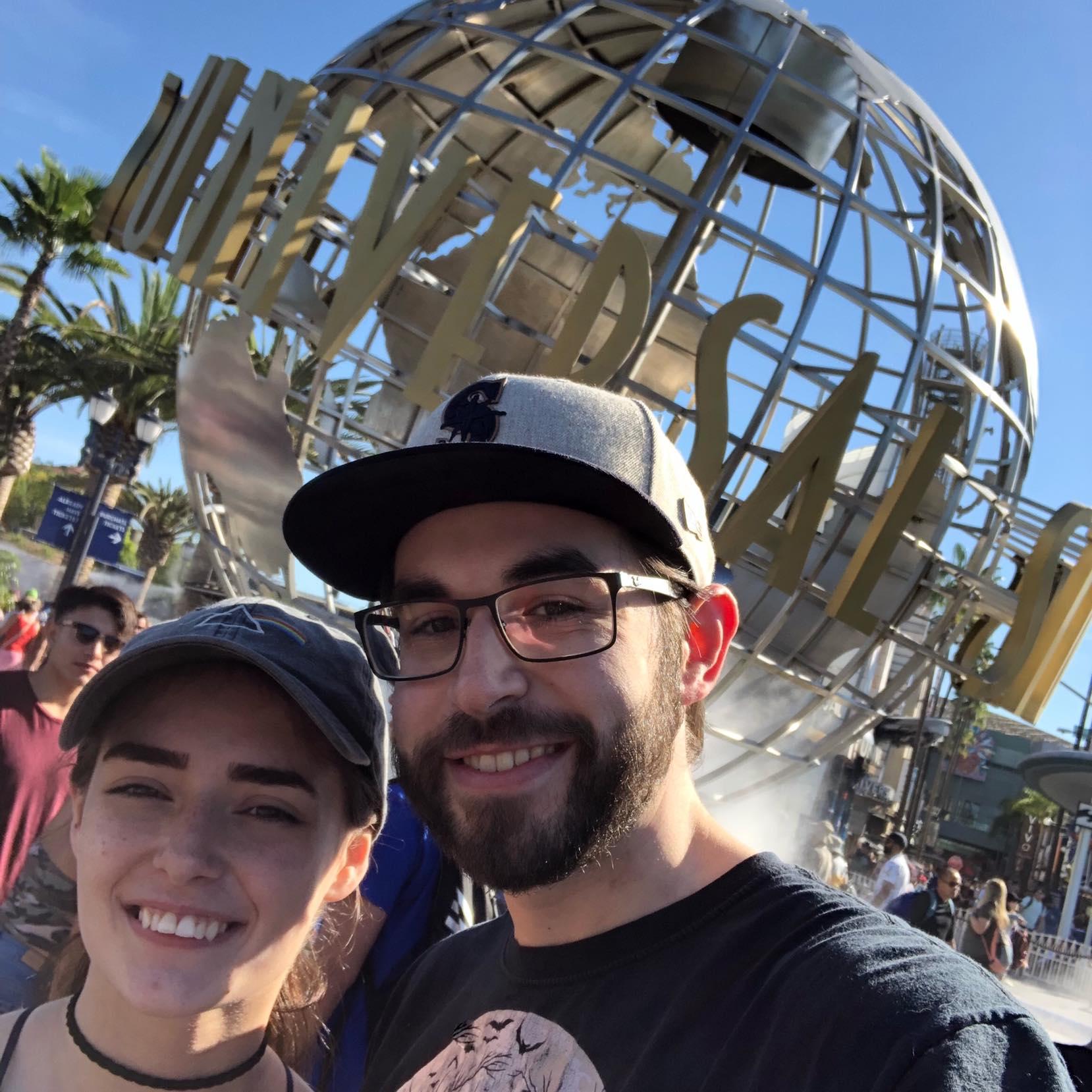 Our one-year anniversary at Universal studios/Disneyland.