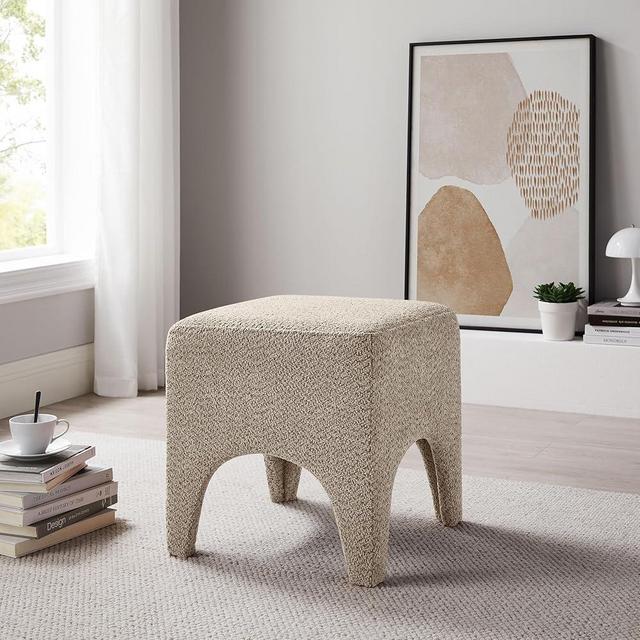 Arcrinte 17" Boucle Modern Square Foot Stool Ottoman, Vanity Stool for Makeup, Rectangle Foot Rest for Couch, Upholstered Ottoman Stool for Living Room, Bedroom, Entryway (1, Camel)