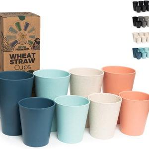 Grow Forward Premium Wheat Straw Cups - 13 & 20 oz Unbreakable BPA Free Hard Plastic Cups - Reusable Lightweight Plastic Drinking Glasses for Kitchen, Outdoor, Water, Camping, RV - Tropical