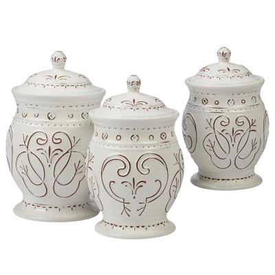 Certified International Terra Nova Ceramic Food Storage Canisters White/Brown - Set of 3