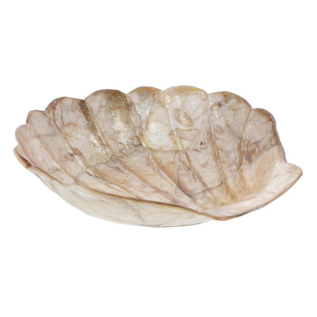 Li'Shay Capiz Dish Scalloped Clam Shape Oyster Shell Trinket Jewelry Tray - Gold