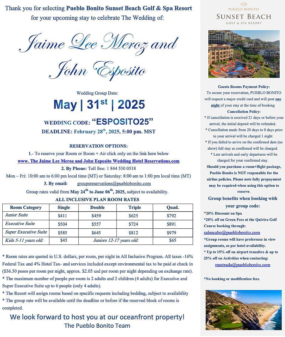 The Wedding Website of Jaime Esposito and John Esposito