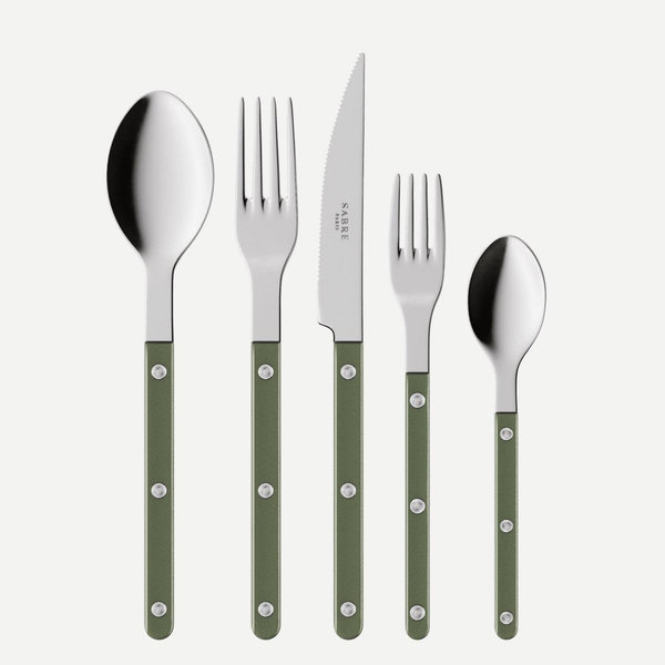 Bistrot Pearly, Dark green, Shiny Finish - 5 pieces cutlery set