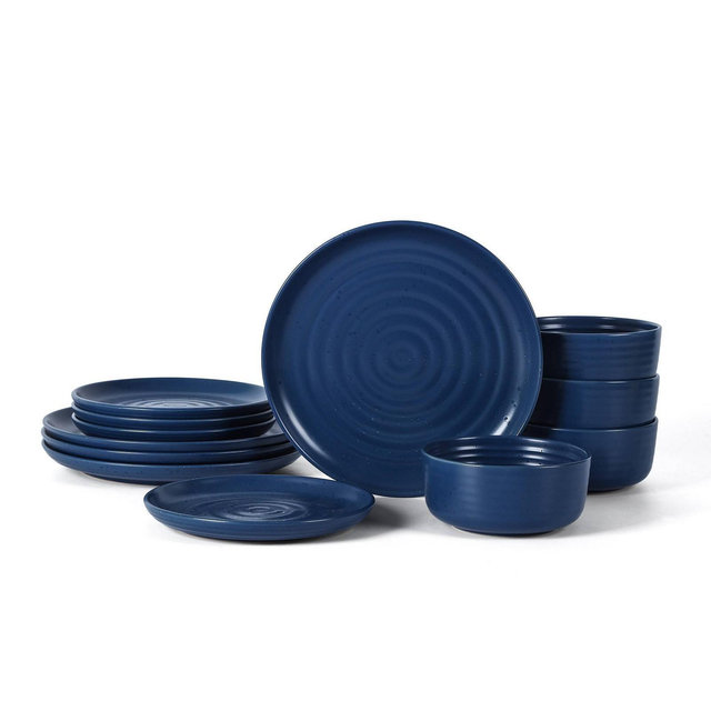 Earth & Clay 12pc Ion Stoneware Dinnerware Set Blue