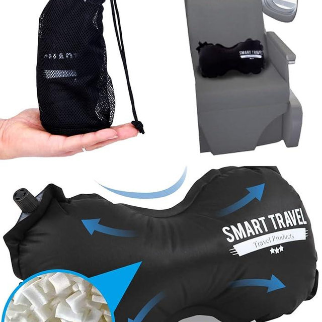 SmartTravel Travel Products Lumbar Pillow Inflatable Lumbar Support Pillow Travel Pillows for Airplane Long Flight Essential for Women Men Kids