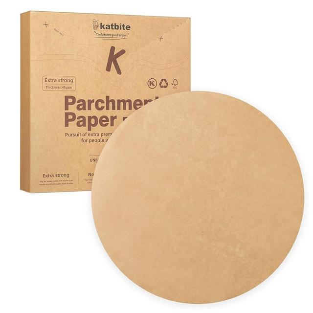 Katbite 200Pcs 9 Inch Parchment Paper Rounds, Unbleached & Non-stick, Precut Parchment Circles for Cheesecake Spring Pans, Storage/Freezing Hamburger Patties