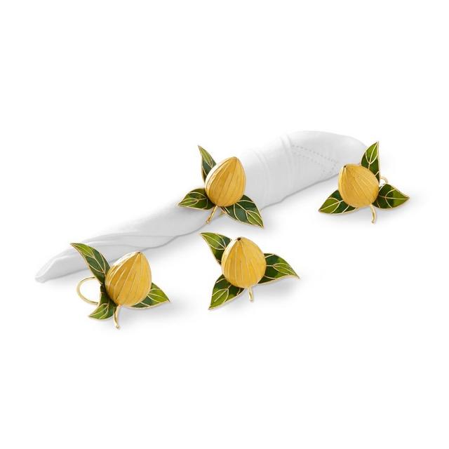 Lemon Cloisonné Napkin Rings, Set of 4