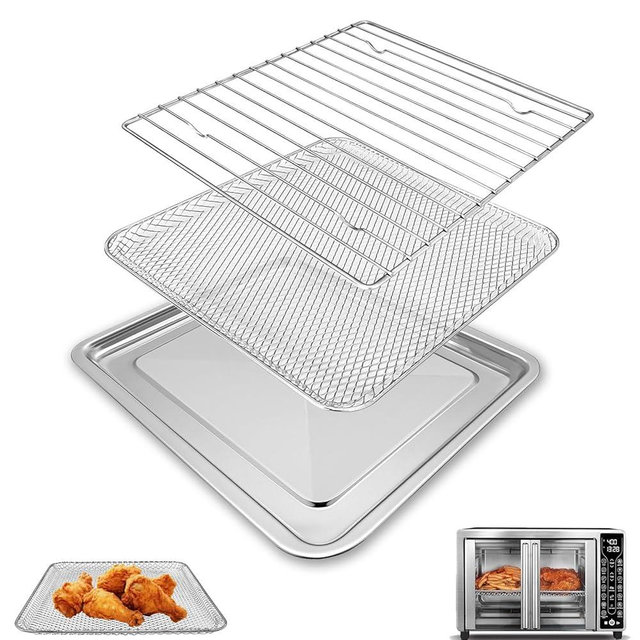 GWYSY Toaster Oven Accessories Replacement Parts for Gourmia GTF7350 GTF7460 GTF7655, 3 IN 1 Basket Tray Rack Kit for Gourmia Digital Toaster Oven Air Fryer French Door17 Cooking Presets 1700W 24L