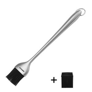 RWM ICCKER Basting Brush - Good Grips Flexible Heatproof Stainless Steel Pastry Brush with Back up Silicone Brush Head Resistant,Food Grade,Dishwasher Safe,BPA Free,FDA Approved,Bristle Free,12-inch