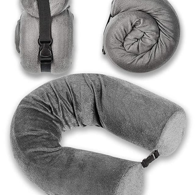 Memory Foam Neck Pillow for Airplane Travel and Shoulder Pain Relief (No Bendable Core)