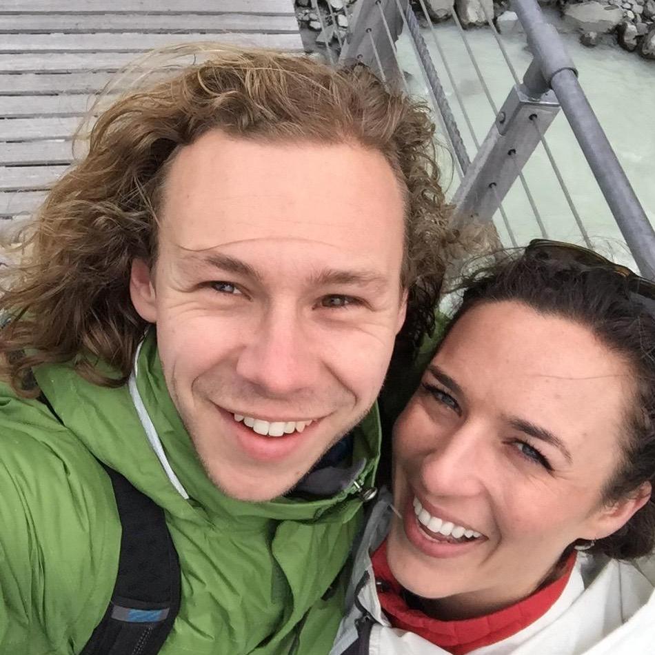 A selfie on a suspension bridge in New Zealand.