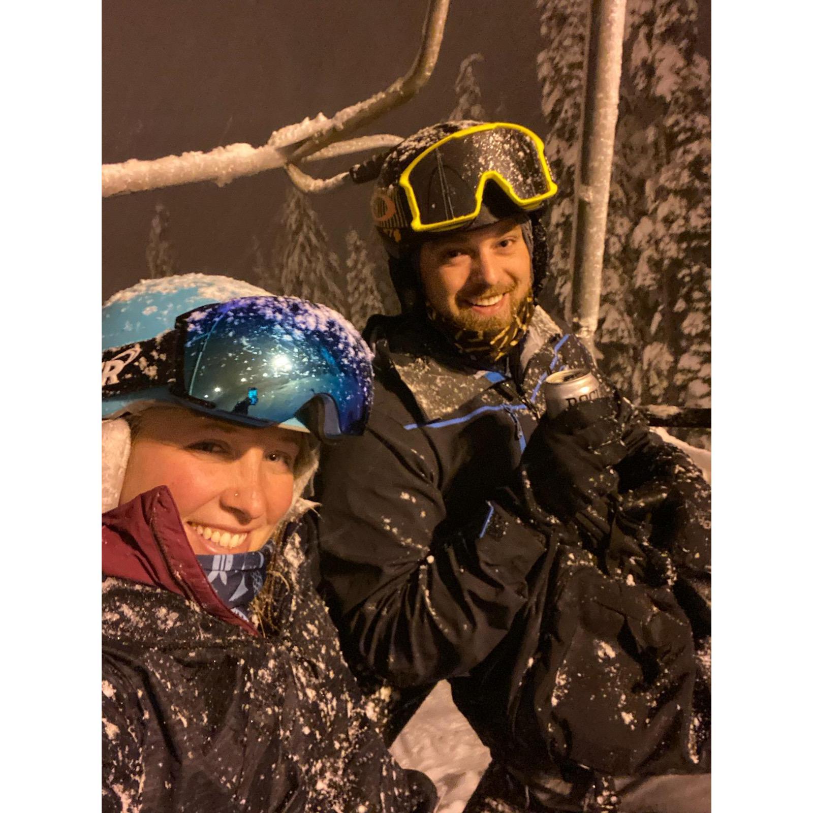 Snoqualmie night snowboarding