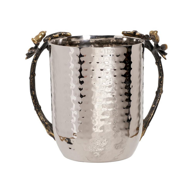 EMANUEL Yair Natla Hand Washing Cup Tree of Life Hammered Stainless Steel - Judaica Gift