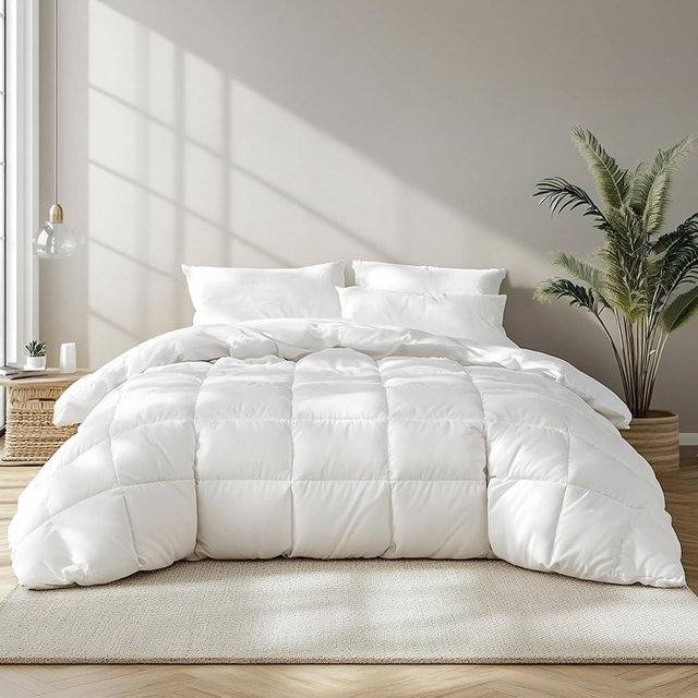 Beautyrest White Feather Down Fiber Comforter King Size, Hotel Collection Luxury Hypoallergenic Comforter,Ultra-Soft Lightweight Tencel Lyocell Cotton Blend All Seasons King Duvet Insert,106"x90"