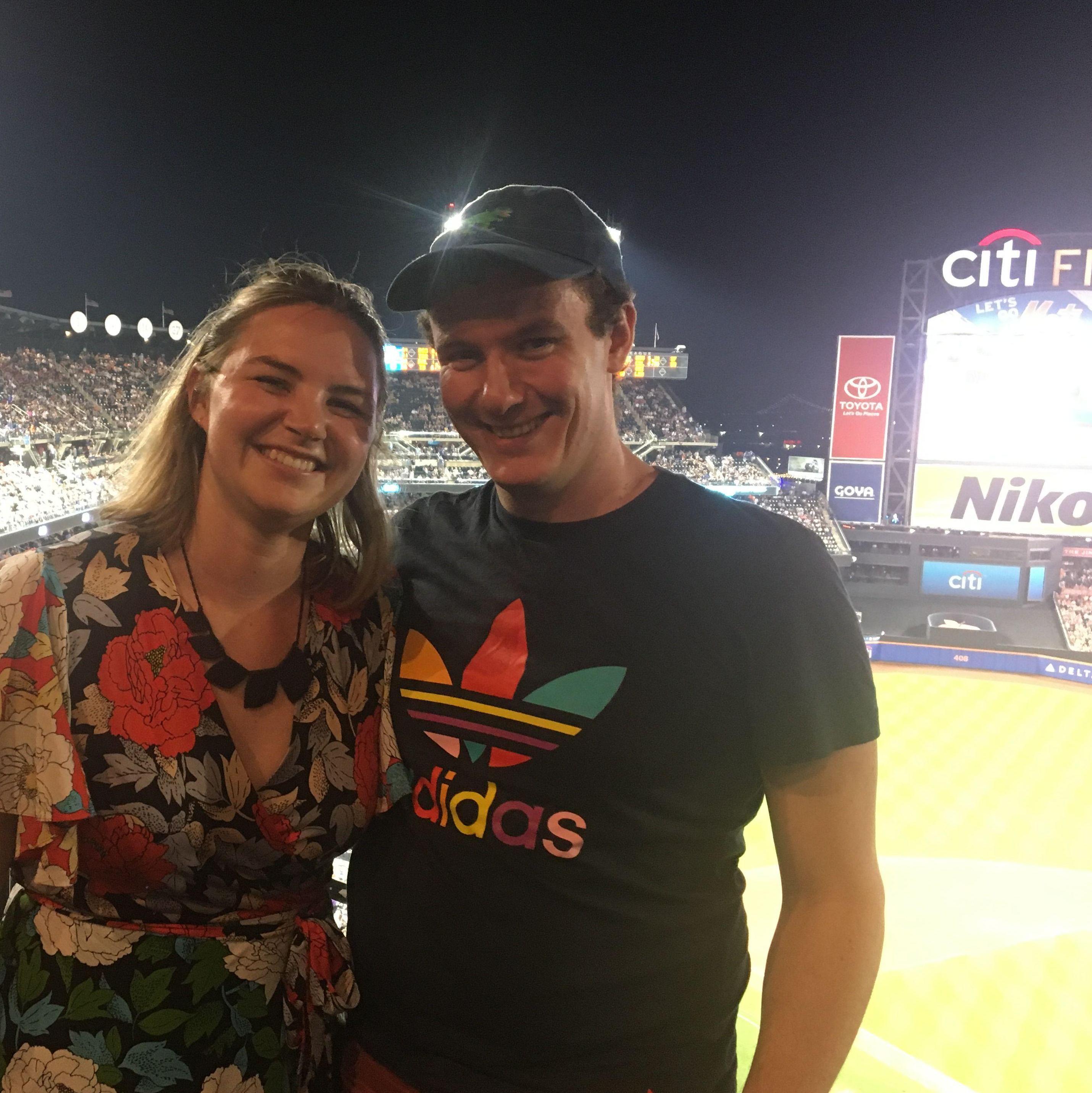 Our first picture together at Gareth's first baseball game! Queens, New York - 2019.