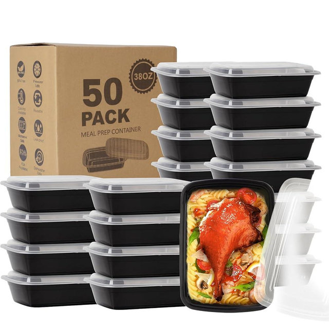 Ezalia 50 Pack- Meal Prep Containers 38oz, Plastic Food Prep Containers Reusable, Leakproof To Go Food Containers with Lids, BPA-Free, Microwave/Dishwasher/Freezer Safe