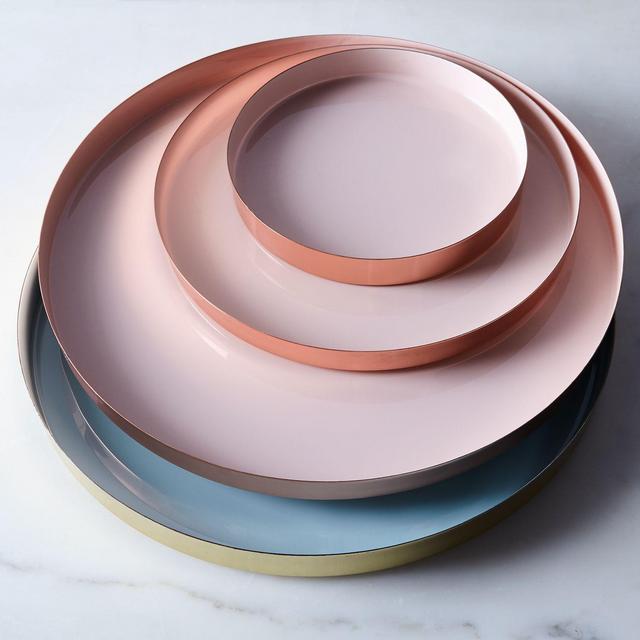 Copper, Brass, and Enamel Colored Louise Trays