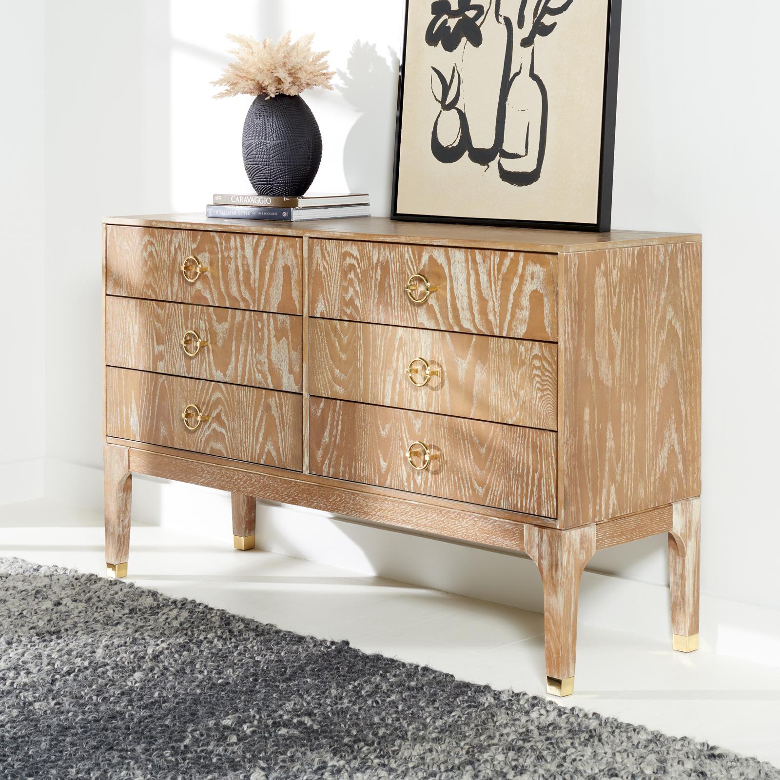 Safavieh Lorna 6 Drawer Contemporary Dresser Rustic Oak