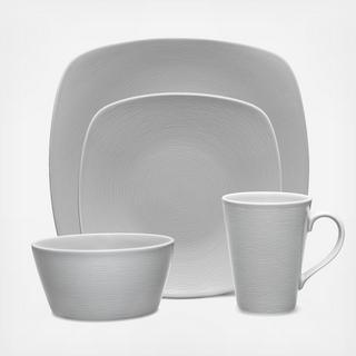 Grey on Grey Square 4-Piece Place Setting, Service for 1