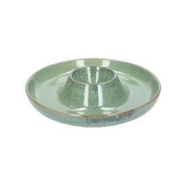 Serving bowl for dips, reactive glaze, green