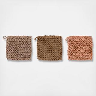 3-Piece Jute Crocheted Pot Holder Set