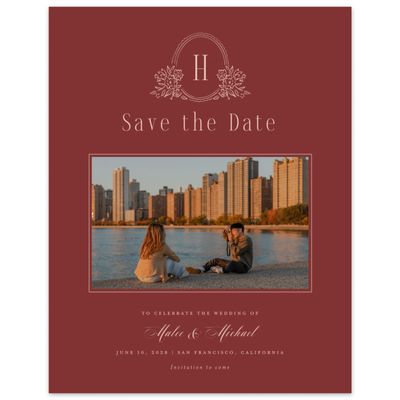 Red Simple Wedding Digital Save the Date - Anthea Photo