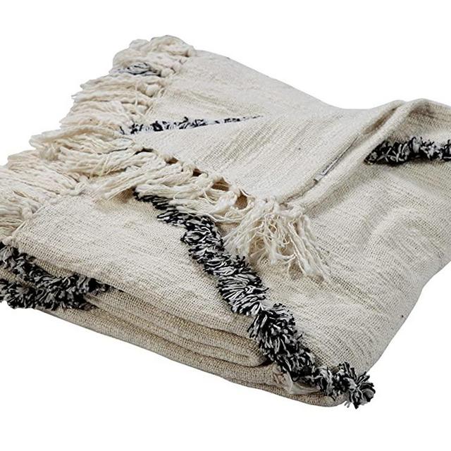 LR Resources Crossed Over Throw Blanket, 50" x 60", White