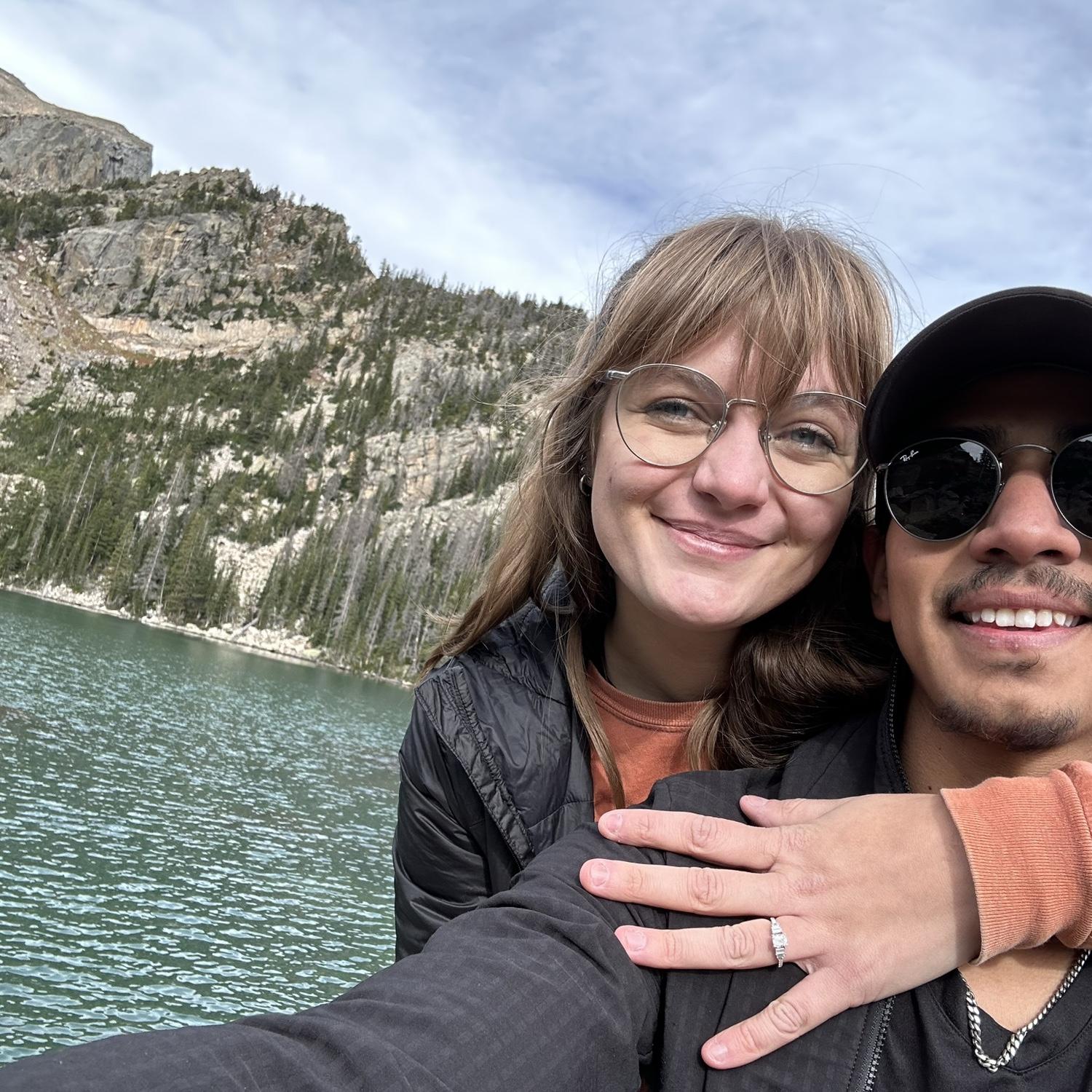 Right after Saúl proposed at Lake Haiyaha, September 2023