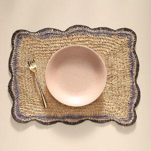 Payton James Handwoven Rectangle Garden Party Placemat | Blue