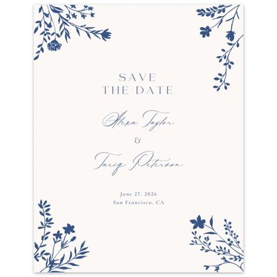 Dusty Cobalt, Blue Wedding Digital Save the Date - Hazel Portrait